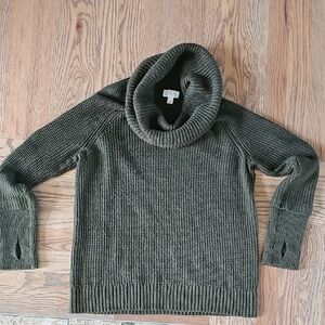 Market & Spruce Olive Green Cowl Neck Sweater